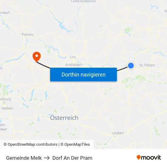 Gemeinde Melk to Dorf An Der Pram map
