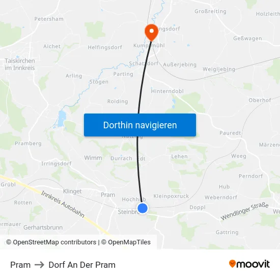 Pram to Dorf An Der Pram map