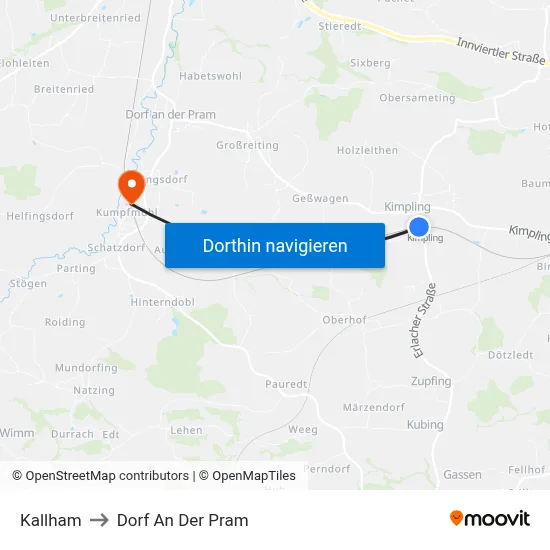 Kallham to Dorf An Der Pram map