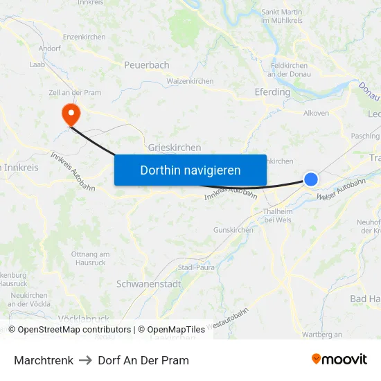 Marchtrenk to Dorf An Der Pram map