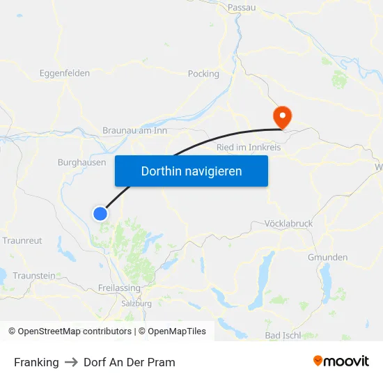 Franking to Dorf An Der Pram map