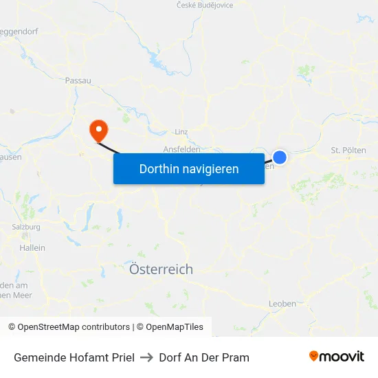 Gemeinde Hofamt Priel to Dorf An Der Pram map