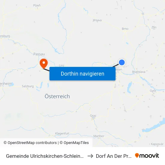 Gemeinde Ulrichskirchen-Schleinbach to Dorf An Der Pram map