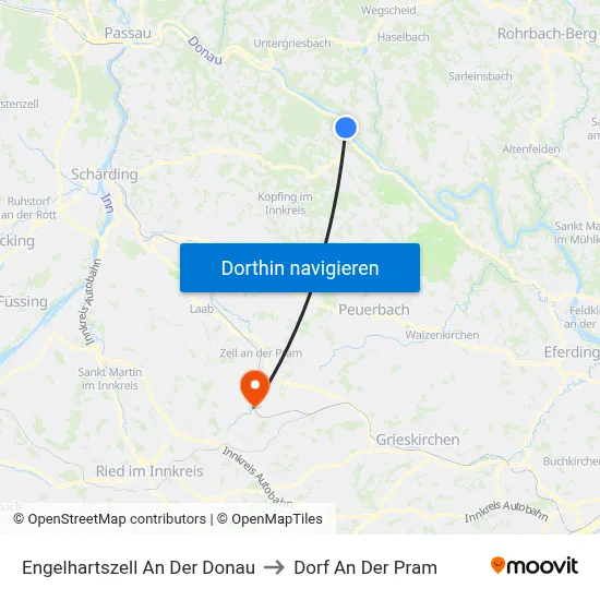 Engelhartszell An Der Donau to Dorf An Der Pram map