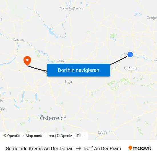 Gemeinde Krems An Der Donau to Dorf An Der Pram map