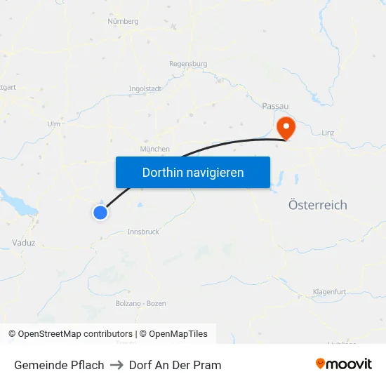 Gemeinde Pflach to Dorf An Der Pram map