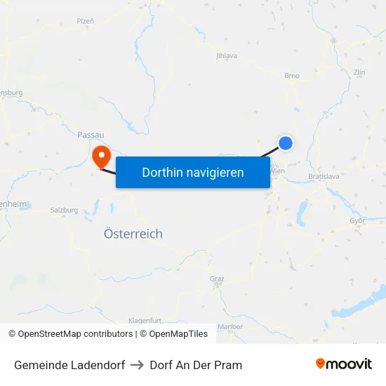 Gemeinde Ladendorf to Dorf An Der Pram map