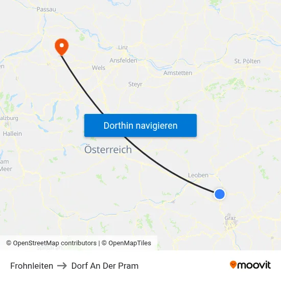 Frohnleiten to Dorf An Der Pram map