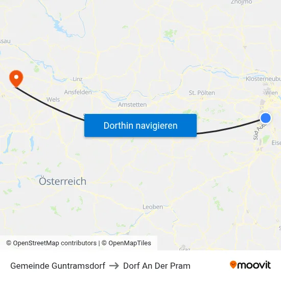 Gemeinde Guntramsdorf to Dorf An Der Pram map