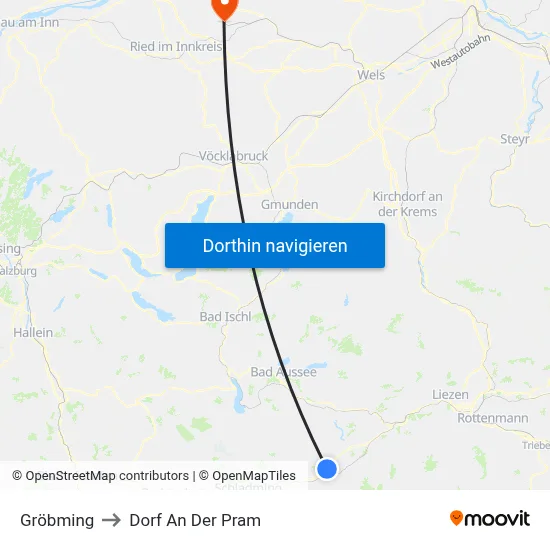 Gröbming to Dorf An Der Pram map