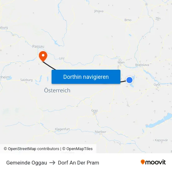 Gemeinde Oggau to Dorf An Der Pram map