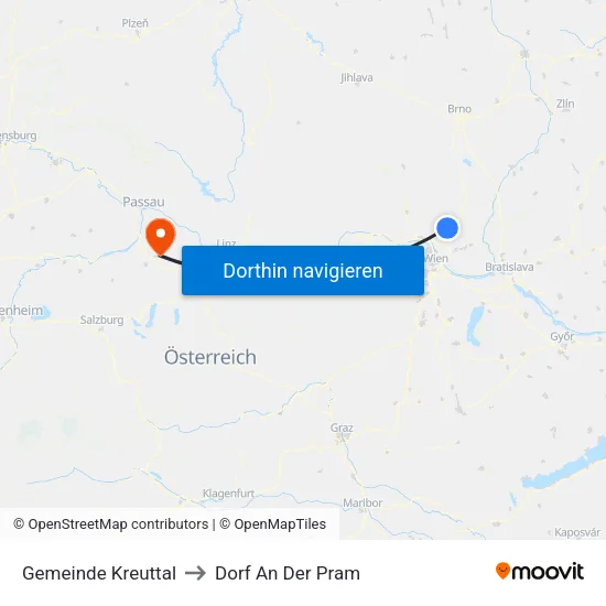 Gemeinde Kreuttal to Dorf An Der Pram map
