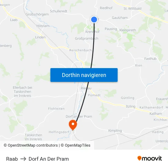 Raab to Dorf An Der Pram map