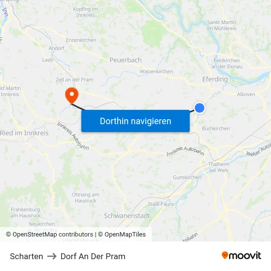 Scharten to Dorf An Der Pram map