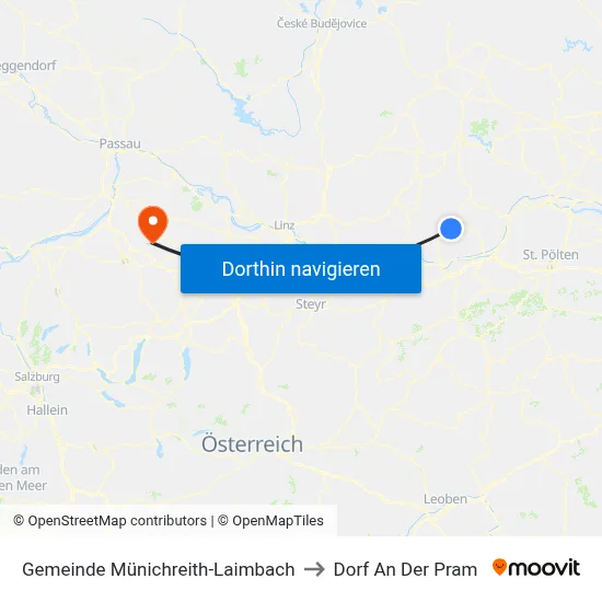 Gemeinde Münichreith-Laimbach to Dorf An Der Pram map