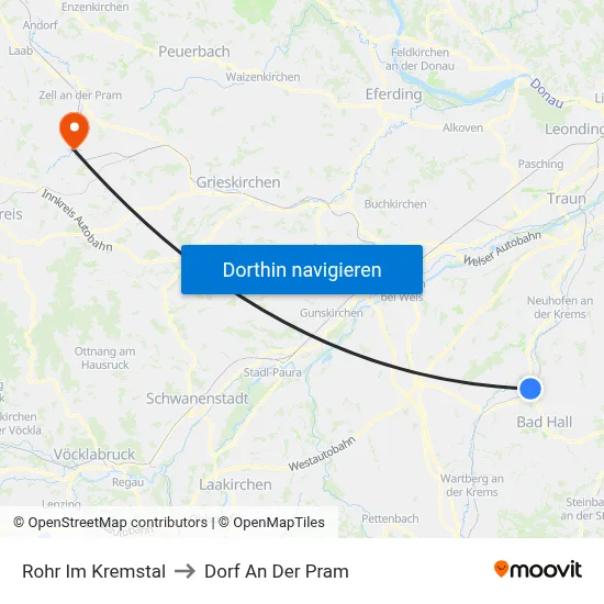 Rohr Im Kremstal to Dorf An Der Pram map