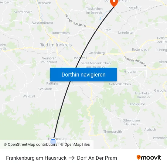 Frankenburg am Hausruck to Dorf An Der Pram map
