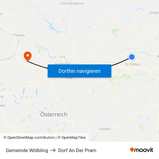 Gemeinde Wölbling to Dorf An Der Pram map