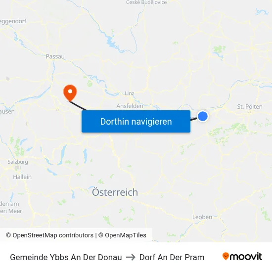 Gemeinde Ybbs An Der Donau to Dorf An Der Pram map