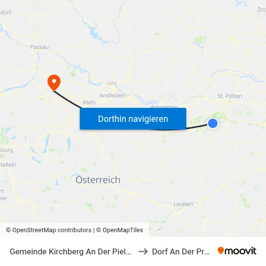 Gemeinde Kirchberg An Der Pielach to Dorf An Der Pram map