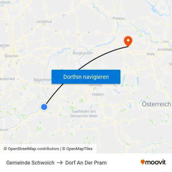 Gemeinde Schwoich to Dorf An Der Pram map