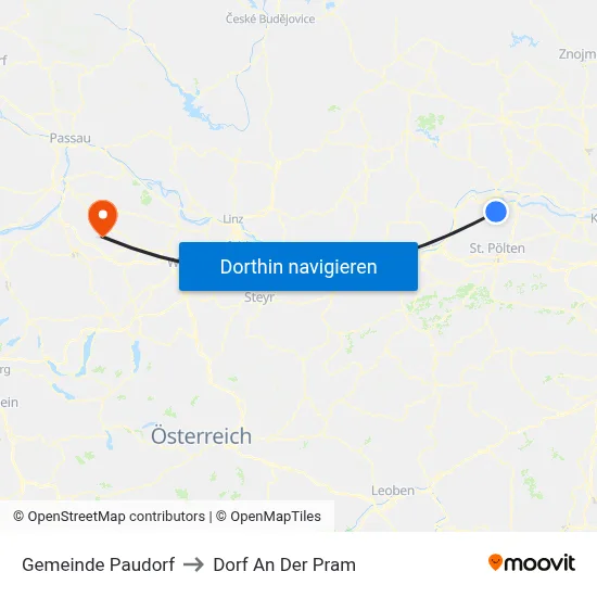 Gemeinde Paudorf to Dorf An Der Pram map