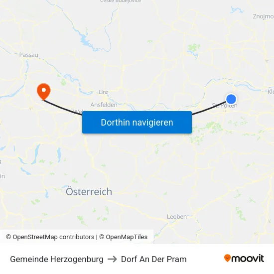 Gemeinde Herzogenburg to Dorf An Der Pram map