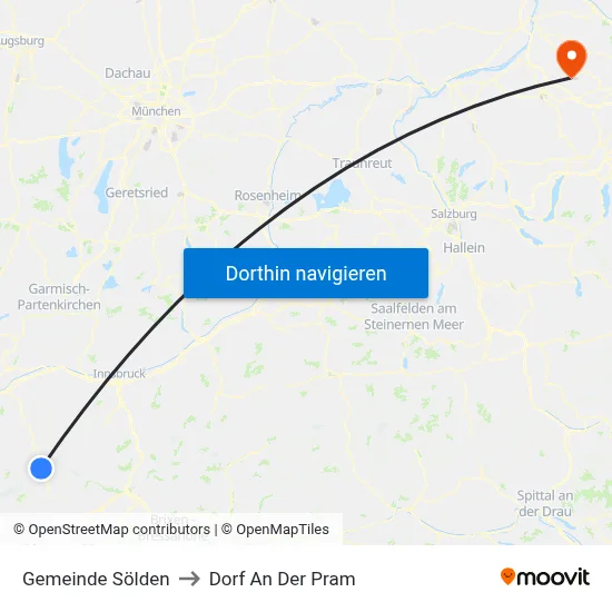 Gemeinde Sölden to Dorf An Der Pram map