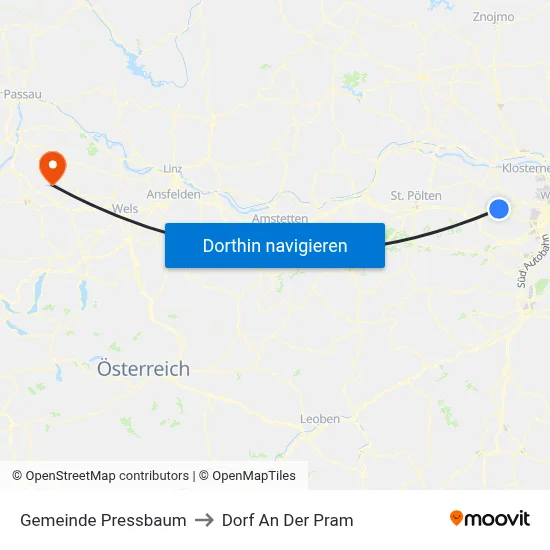 Gemeinde Pressbaum to Dorf An Der Pram map