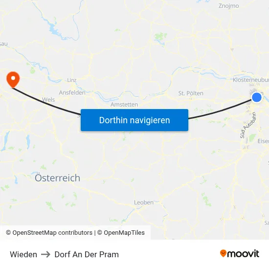 Wieden to Dorf An Der Pram map