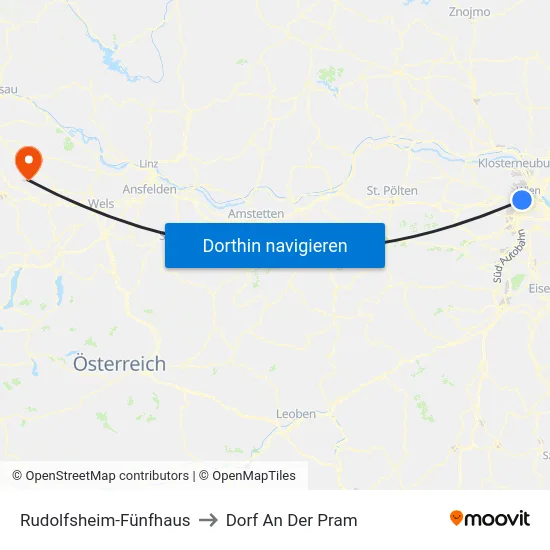 Rudolfsheim-Fünfhaus to Dorf An Der Pram map