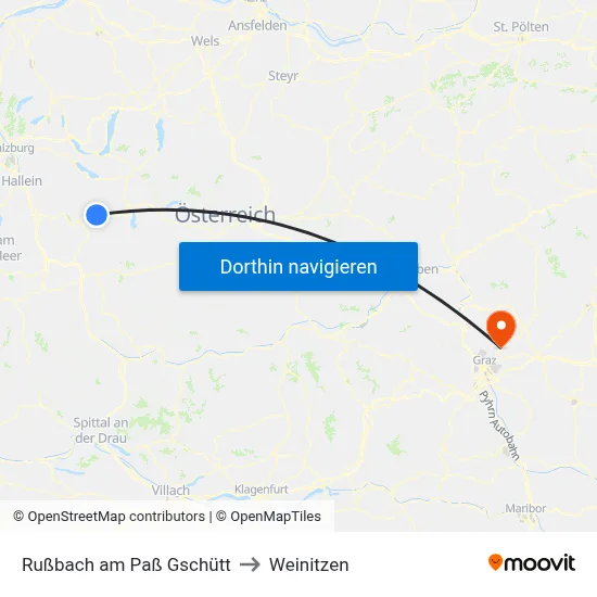 Rußbach am Paß Gschütt to Weinitzen map