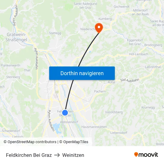 Feldkirchen Bei Graz to Weinitzen map