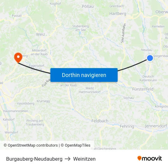 Burgauberg-Neudauberg to Weinitzen map