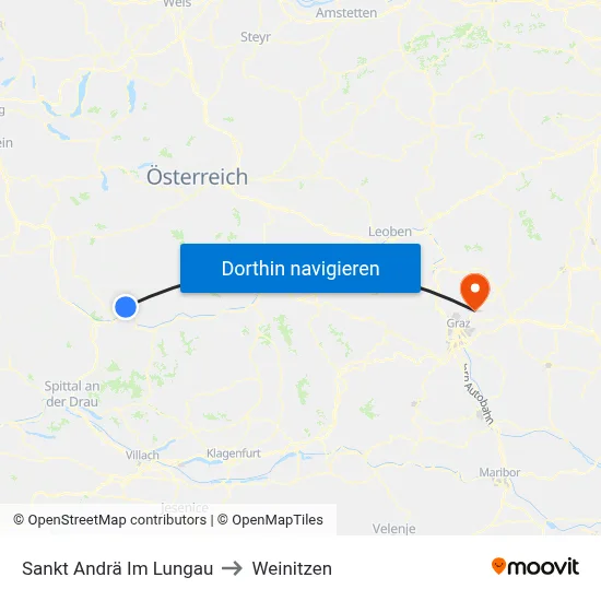 Sankt Andrä Im Lungau to Weinitzen map