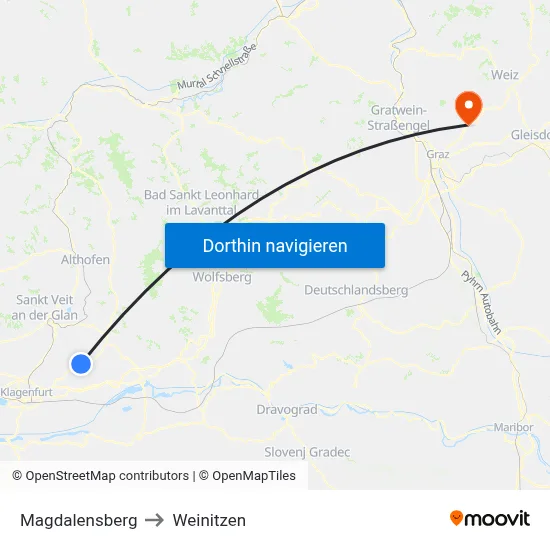Magdalensberg to Weinitzen map