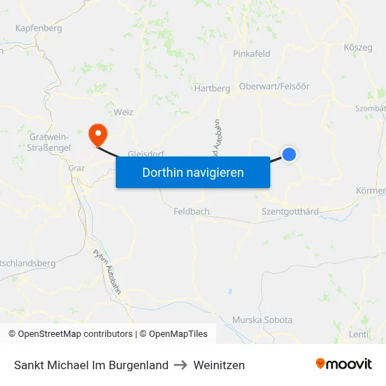Sankt Michael Im Burgenland to Weinitzen map