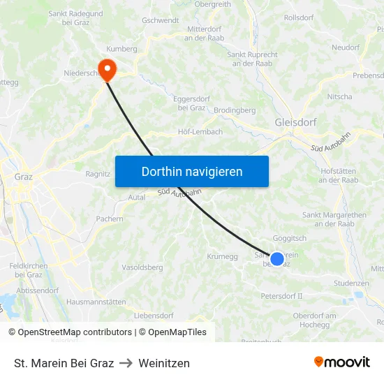 St. Marein Bei Graz to Weinitzen map