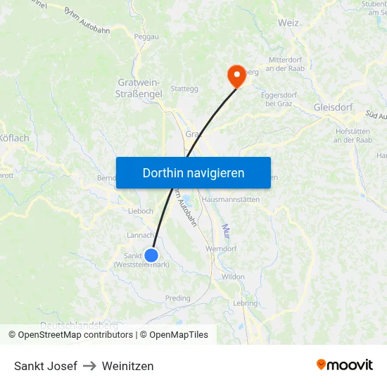 Sankt Josef to Weinitzen map