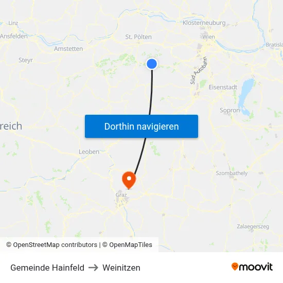 Gemeinde Hainfeld to Weinitzen map