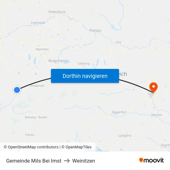 Gemeinde Mils Bei Imst to Weinitzen map