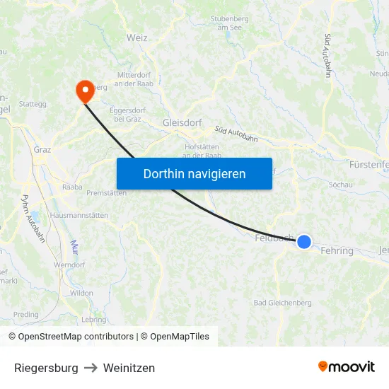 Riegersburg to Weinitzen map