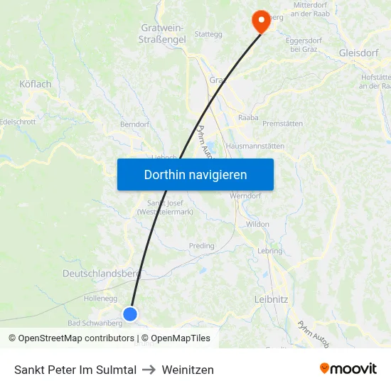 Sankt Peter Im Sulmtal to Weinitzen map