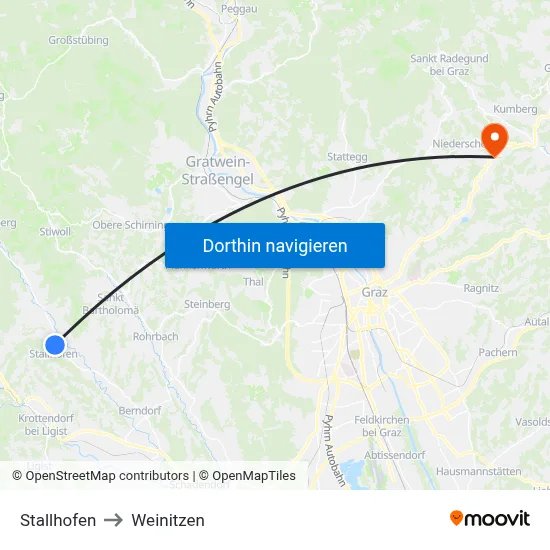 Stallhofen to Weinitzen map