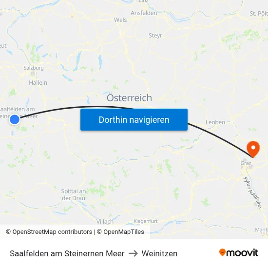 Saalfelden am Steinernen Meer to Weinitzen map