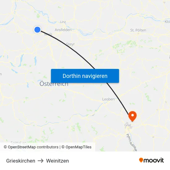 Grieskirchen to Weinitzen map