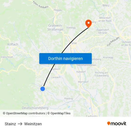 Stainz to Weinitzen map