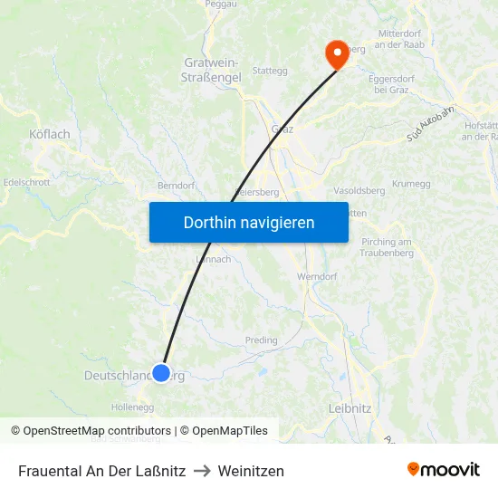 Frauental An Der Laßnitz to Weinitzen map