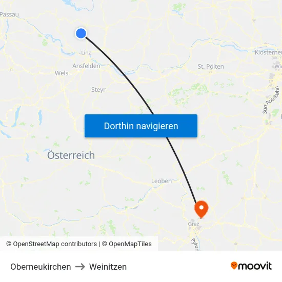 Oberneukirchen to Weinitzen map