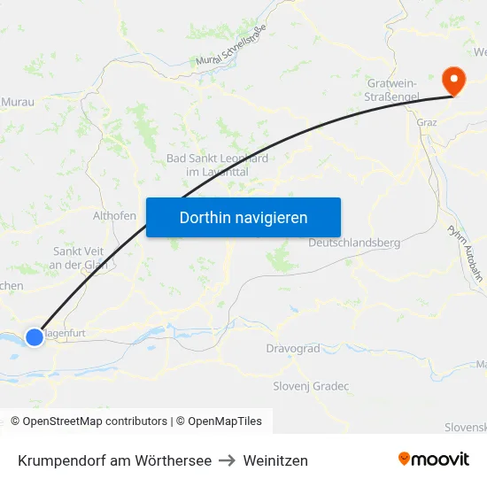 Krumpendorf am Wörthersee to Weinitzen map